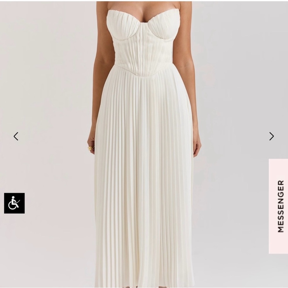 House of CB Cream Strapless Midi Dress